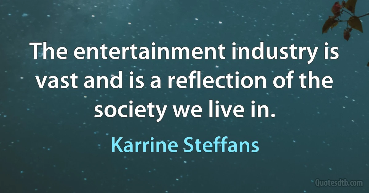 The entertainment industry is vast and is a reflection of the society we live in. (Karrine Steffans)