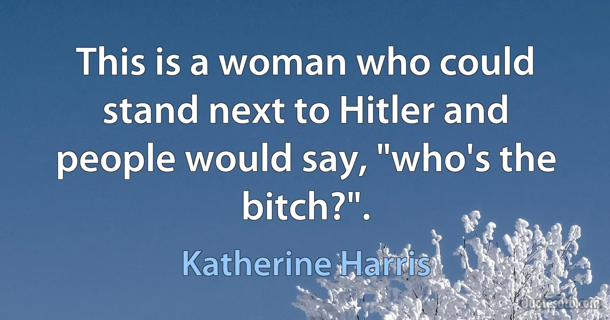 This is a woman who could stand next to Hitler and people would say, "who's the bitch?". (Katherine Harris)