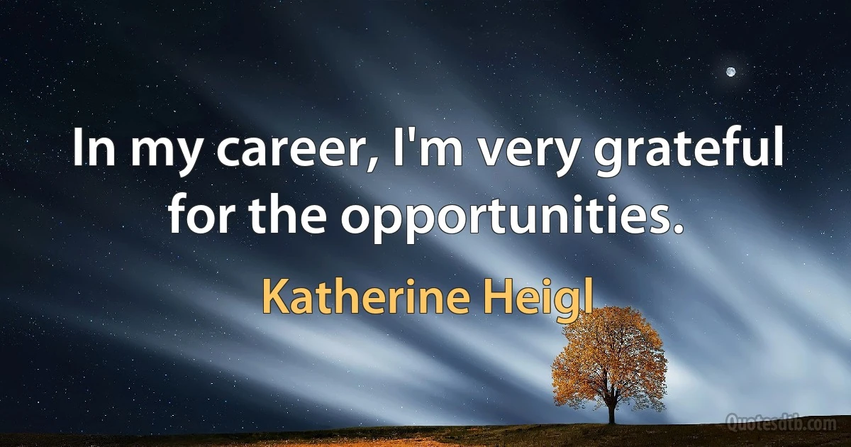 In my career, I'm very grateful for the opportunities. (Katherine Heigl)