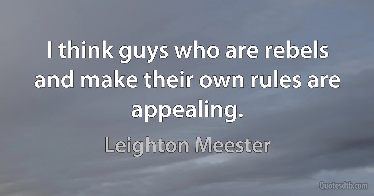 I think guys who are rebels and make their own rules are appealing. (Leighton Meester)