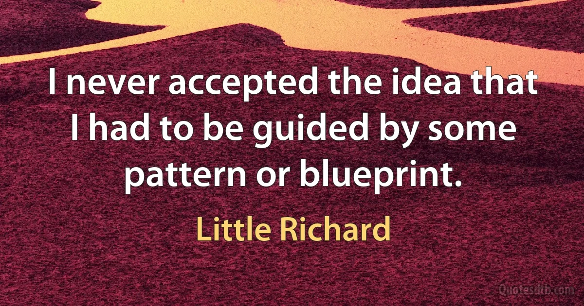 I never accepted the idea that I had to be guided by some pattern or blueprint. (Little Richard)