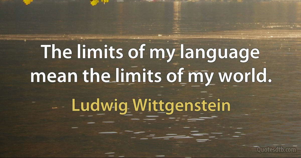 The limits of my language mean the limits of my world. (Ludwig Wittgenstein)