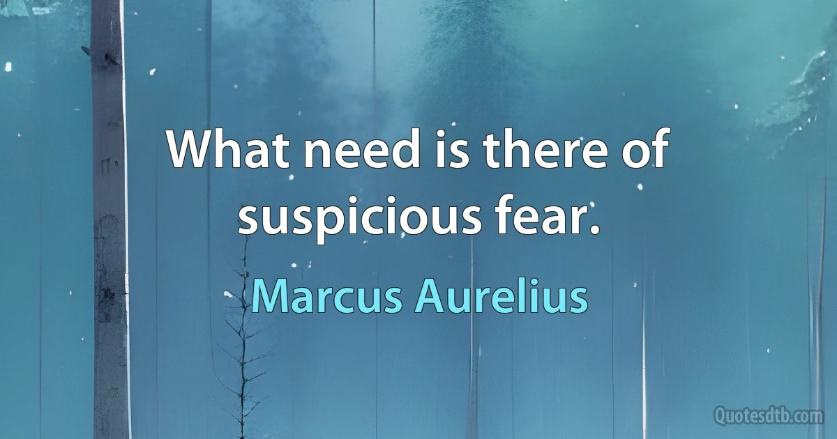 What need is there of suspicious fear. (Marcus Aurelius)