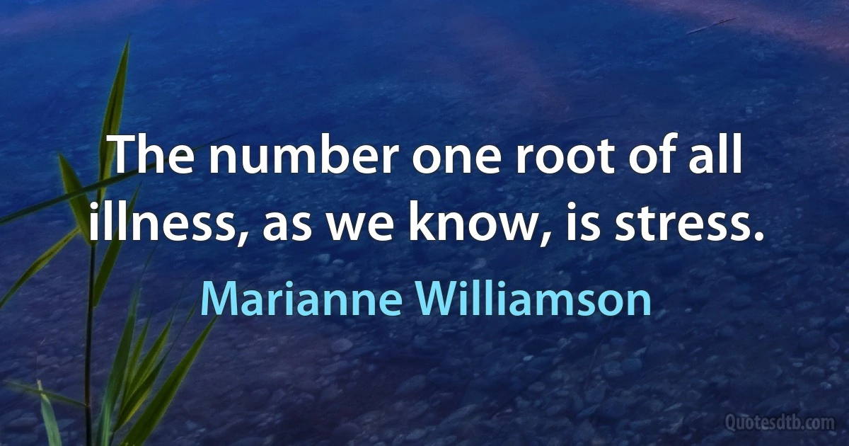 The number one root of all illness, as we know, is stress. (Marianne Williamson)