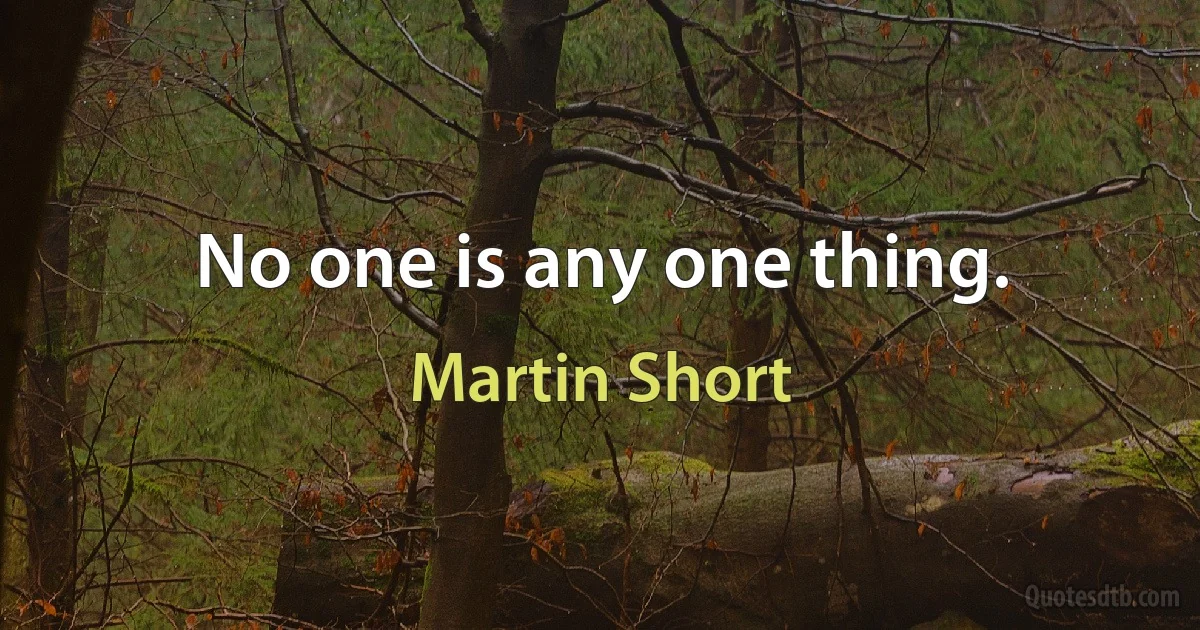 No one is any one thing. (Martin Short)