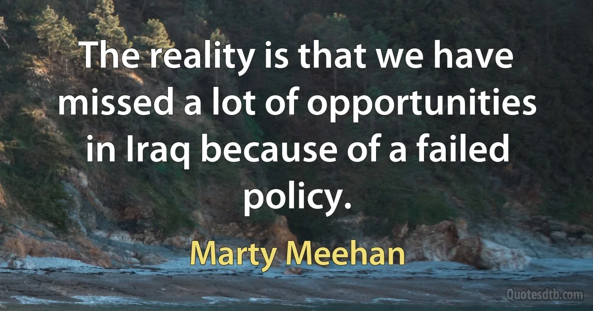 The reality is that we have missed a lot of opportunities in Iraq because of a failed policy. (Marty Meehan)