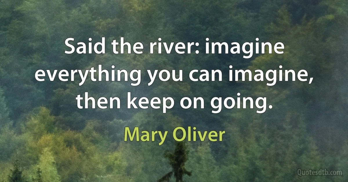 Said the river: imagine everything you can imagine, then keep on going. (Mary Oliver)