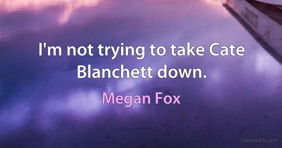 I'm not trying to take Cate Blanchett down. (Megan Fox)