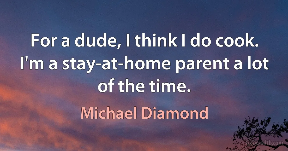 For a dude, I think I do cook. I'm a stay-at-home parent a lot of the time. (Michael Diamond)