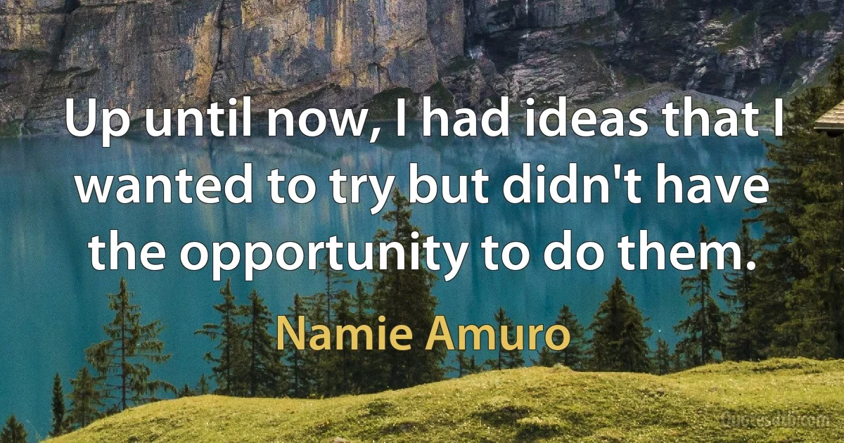 Up until now, I had ideas that I wanted to try but didn't have the opportunity to do them. (Namie Amuro)