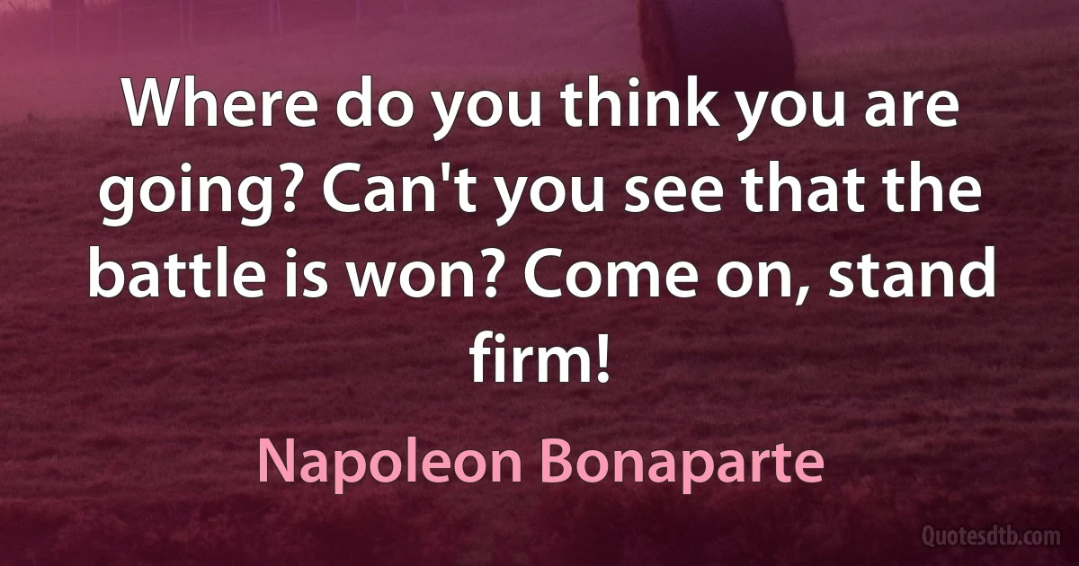 Where do you think you are going? Can't you see that the battle is won? Come on, stand firm! (Napoleon Bonaparte)