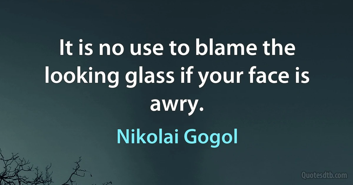 It is no use to blame the looking glass if your face is awry. (Nikolai Gogol)