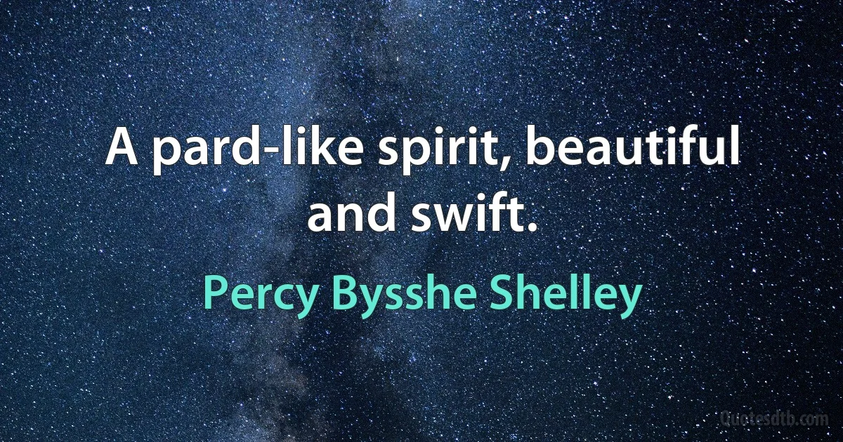 A pard-like spirit, beautiful and swift. (Percy Bysshe Shelley)