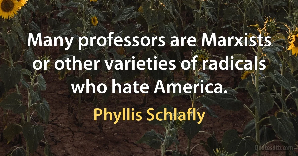 Many professors are Marxists or other varieties of radicals who hate America. (Phyllis Schlafly)