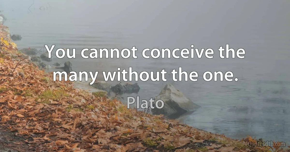 You cannot conceive the many without the one. (Plato)