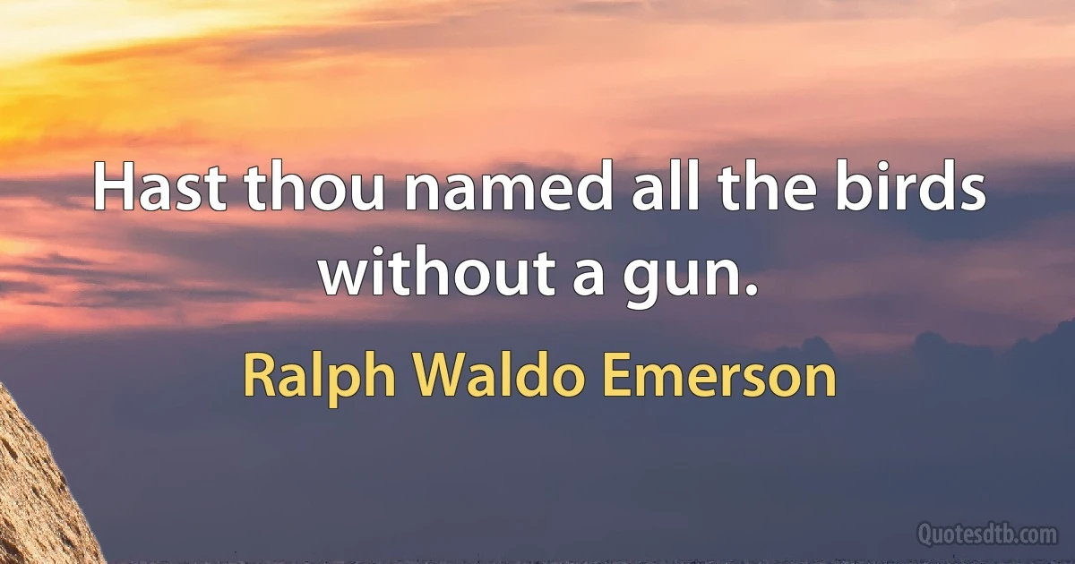 Hast thou named all the birds without a gun. (Ralph Waldo Emerson)