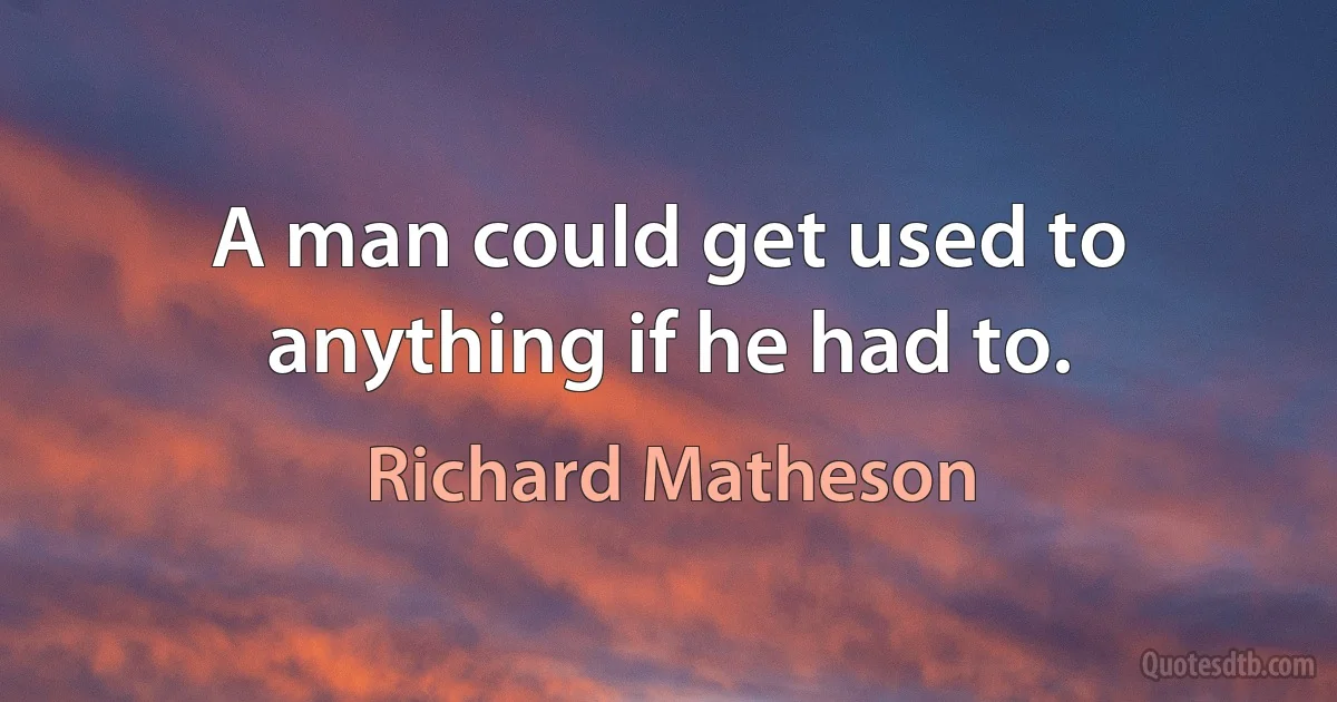 A man could get used to anything if he had to. (Richard Matheson)