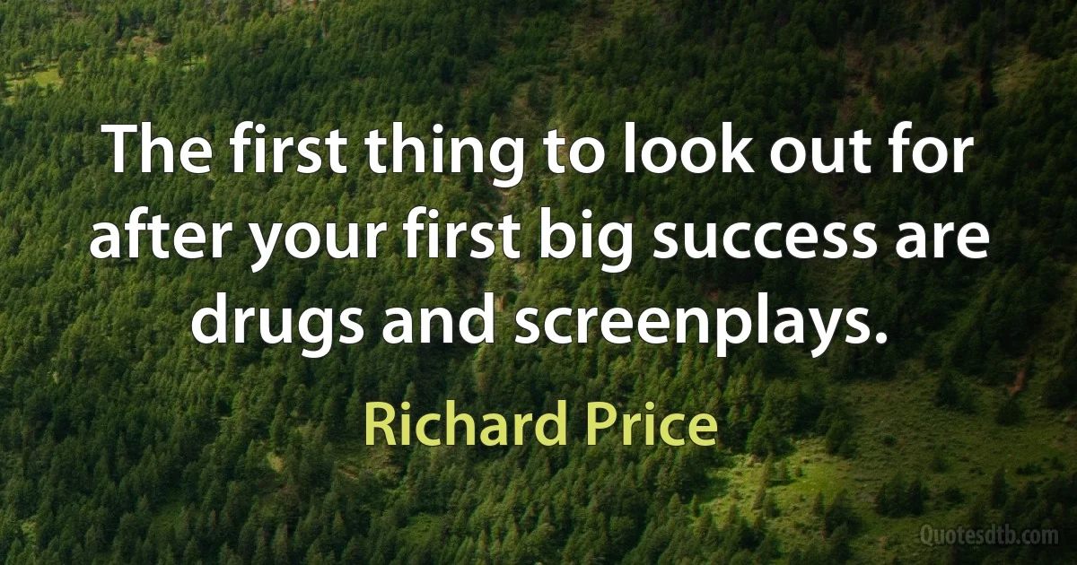 The first thing to look out for after your first big success are drugs and screenplays. (Richard Price)