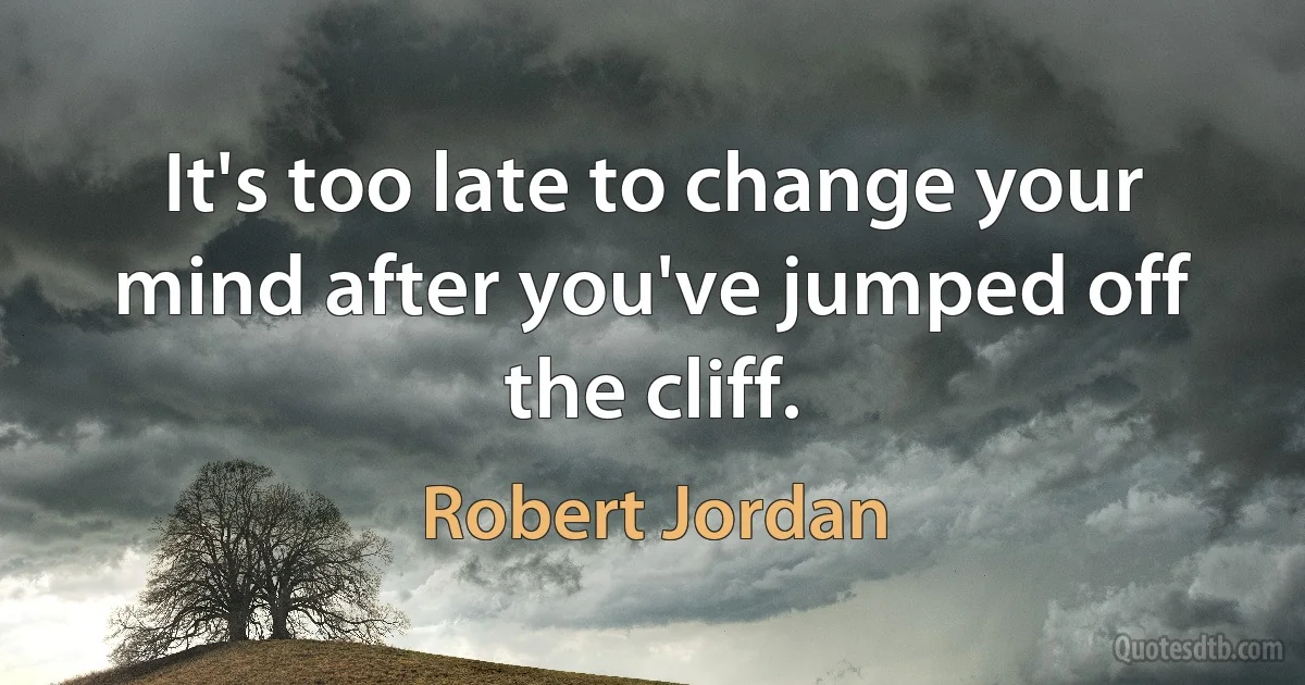 It's too late to change your mind after you've jumped off the cliff. (Robert Jordan)