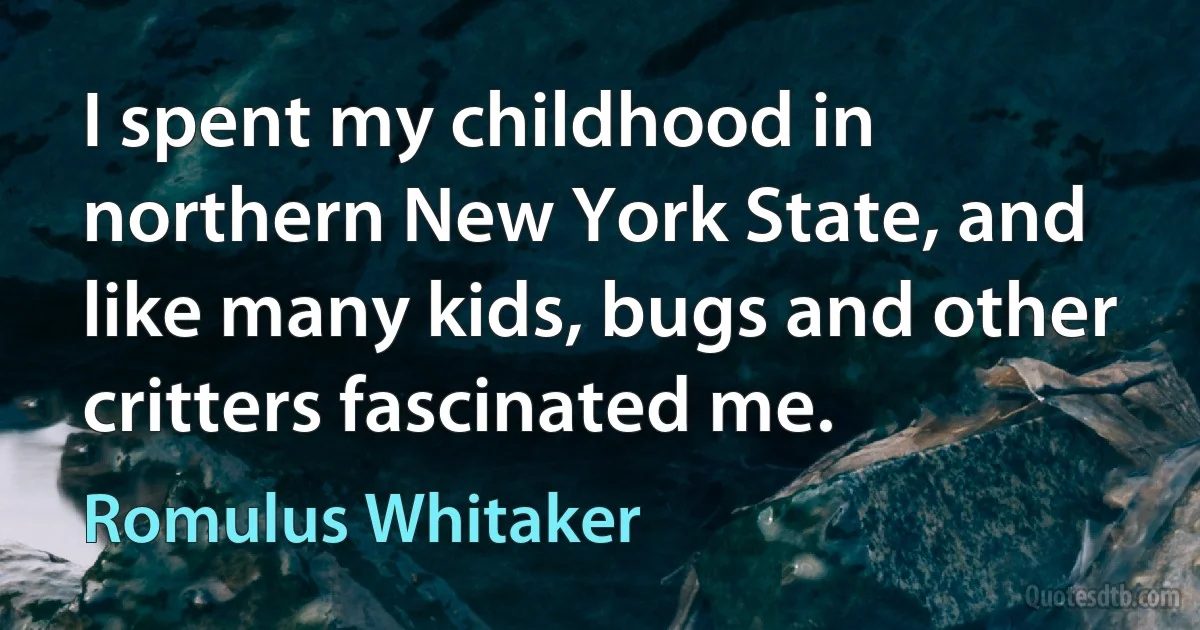 I spent my childhood in northern New York State, and like many kids, bugs and other critters fascinated me. (Romulus Whitaker)