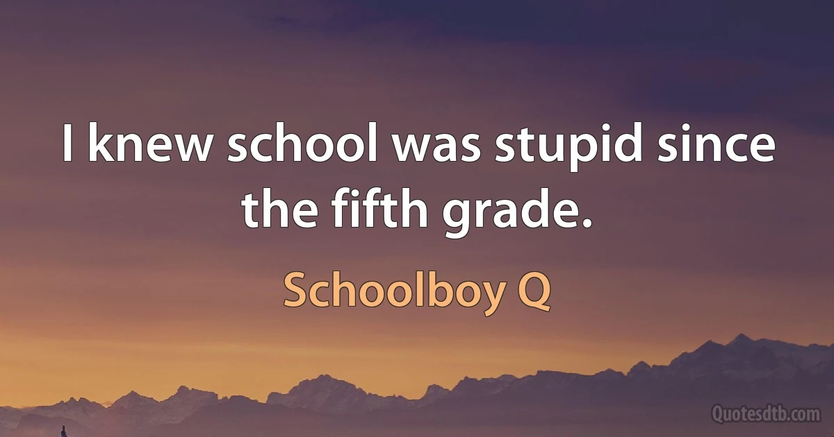 I knew school was stupid since the fifth grade. (Schoolboy Q)