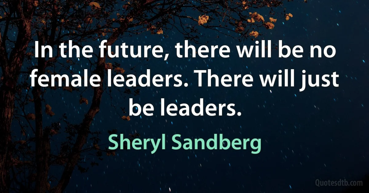 In the future, there will be no female leaders. There will just be leaders. (Sheryl Sandberg)