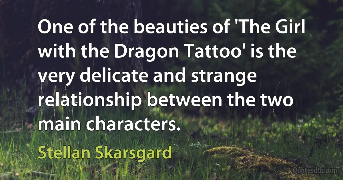 One of the beauties of 'The Girl with the Dragon Tattoo' is the very delicate and strange relationship between the two main characters. (Stellan Skarsgard)