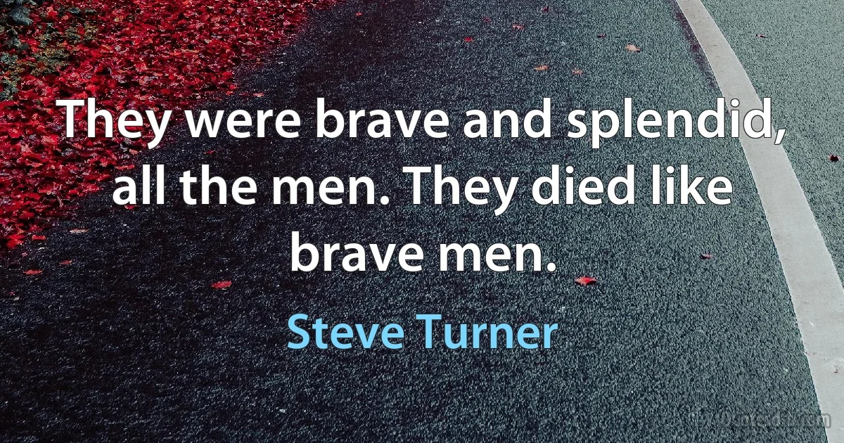 They were brave and splendid, all the men. They died like brave men. (Steve Turner)