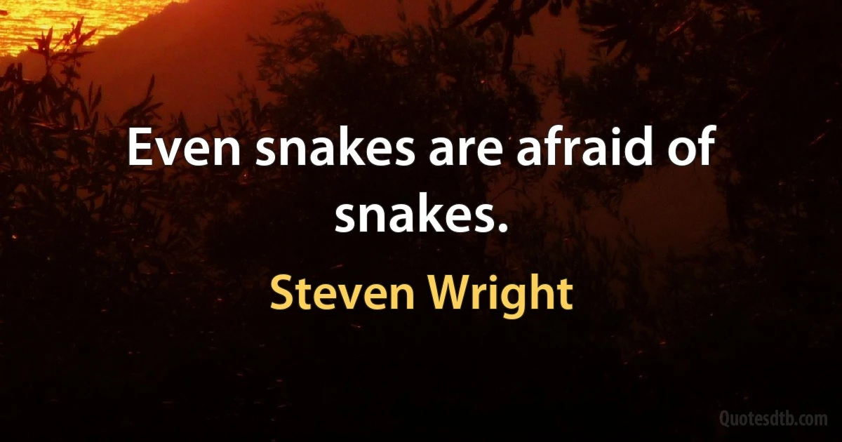 Even snakes are afraid of snakes. (Steven Wright)