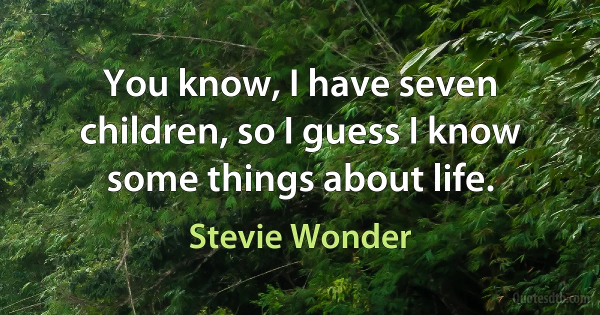 You know, I have seven children, so I guess I know some things about life. (Stevie Wonder)