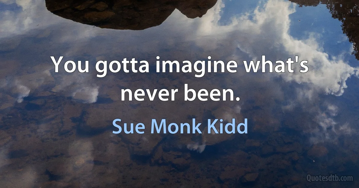 You gotta imagine what's never been. (Sue Monk Kidd)