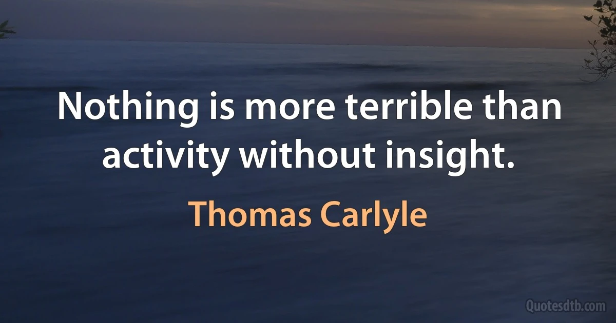 Nothing is more terrible than activity without insight. (Thomas Carlyle)