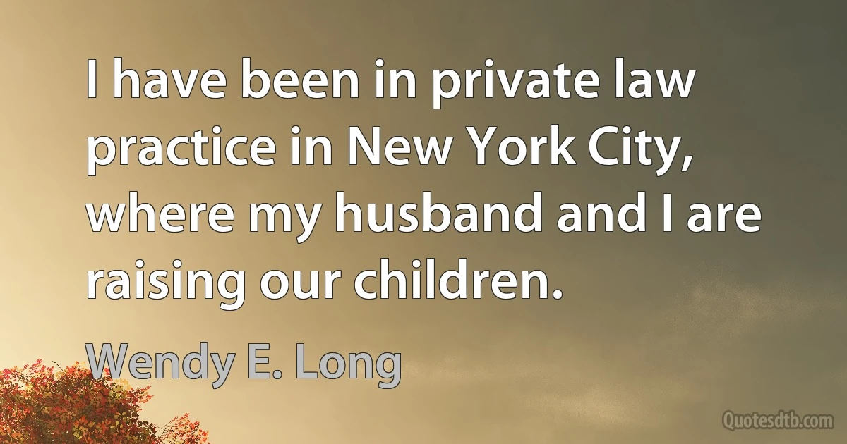 I have been in private law practice in New York City, where my husband and I are raising our children. (Wendy E. Long)