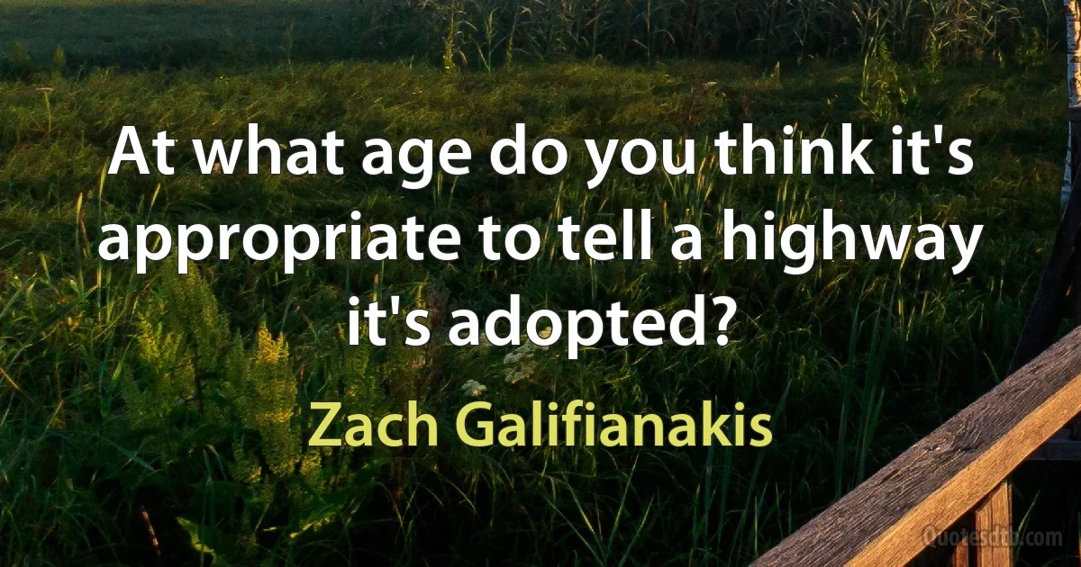 At what age do you think it's appropriate to tell a highway it's adopted? (Zach Galifianakis)