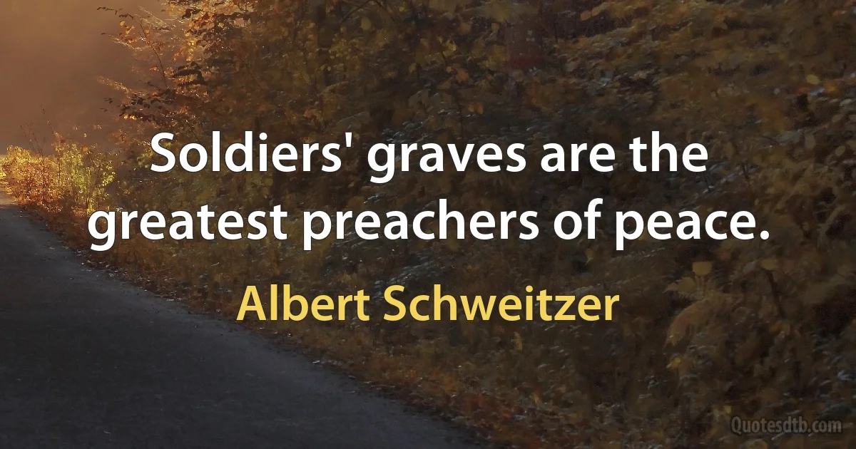 Soldiers' graves are the greatest preachers of peace. (Albert Schweitzer)