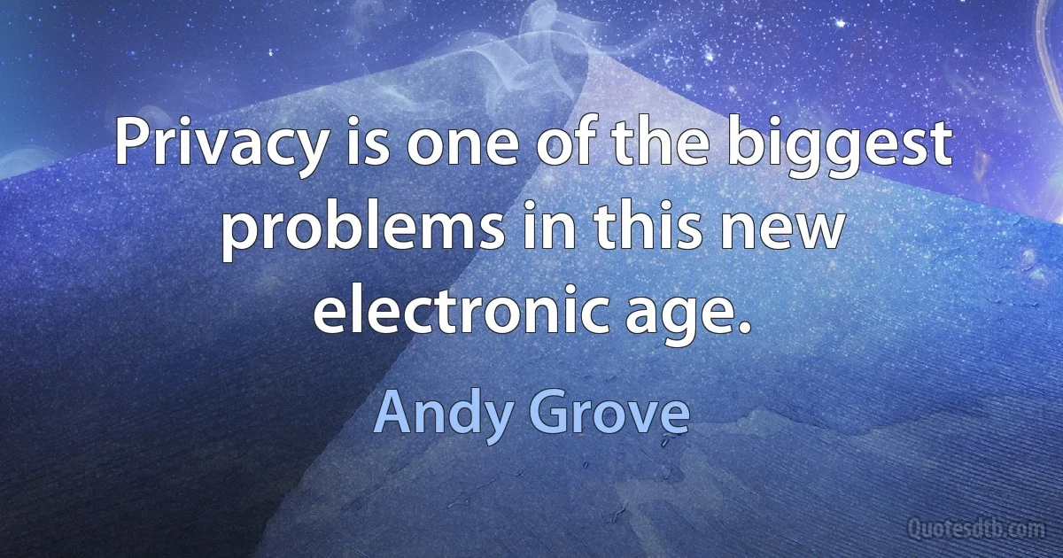 Privacy is one of the biggest problems in this new electronic age. (Andy Grove)