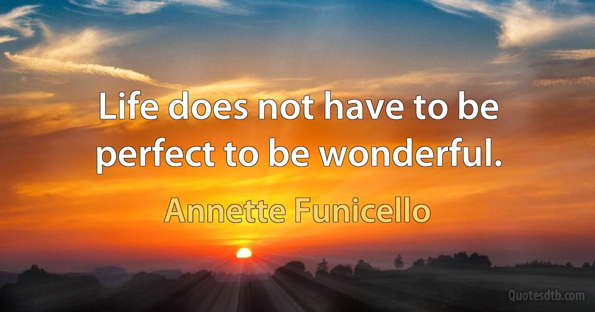 Life does not have to be perfect to be wonderful. (Annette Funicello)