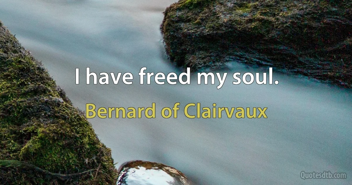 I have freed my soul. (Bernard of Clairvaux)