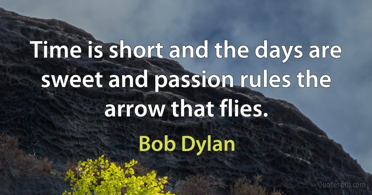 Time is short and the days are sweet and passion rules the arrow that flies. (Bob Dylan)