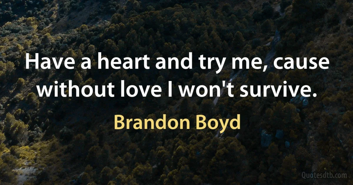 Have a heart and try me, cause without love I won't survive. (Brandon Boyd)