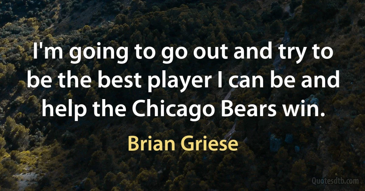 I'm going to go out and try to be the best player I can be and help the Chicago Bears win. (Brian Griese)