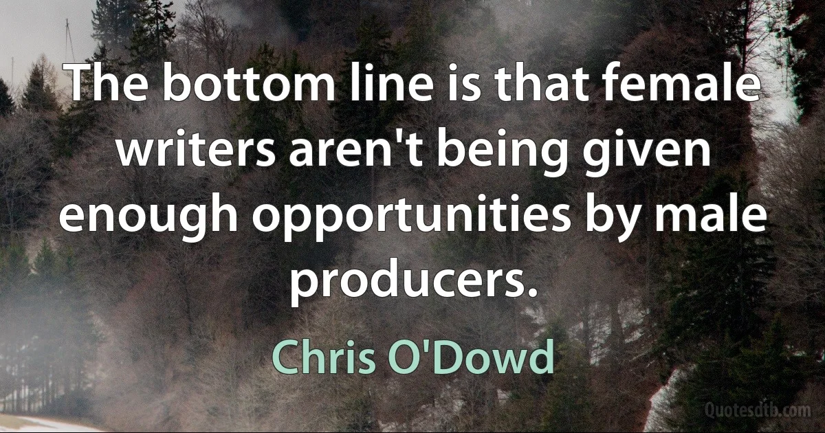 The bottom line is that female writers aren't being given enough opportunities by male producers. (Chris O'Dowd)