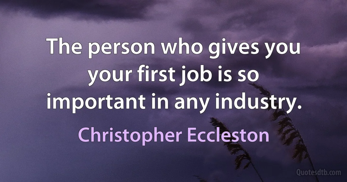 The person who gives you your first job is so important in any industry. (Christopher Eccleston)