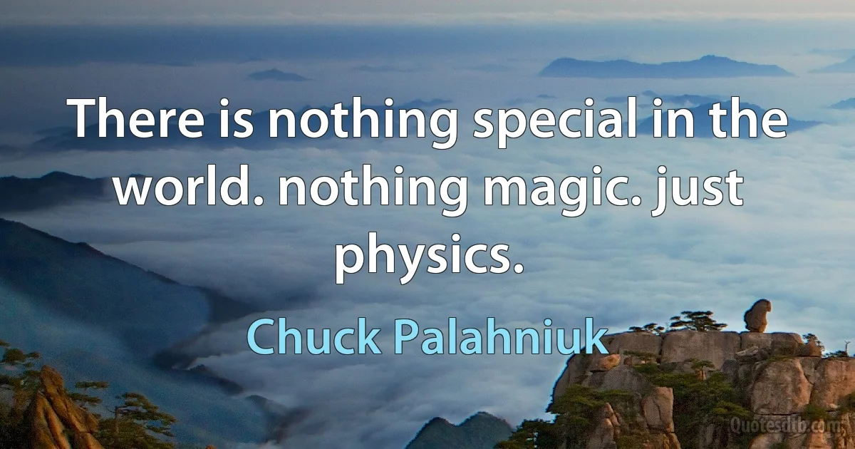 There is nothing special in the world. nothing magic. just physics. (Chuck Palahniuk)