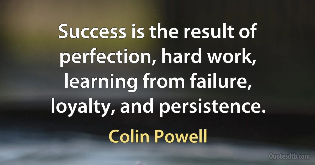 Success is the result of perfection, hard work, learning from failure, loyalty, and persistence. (Colin Powell)