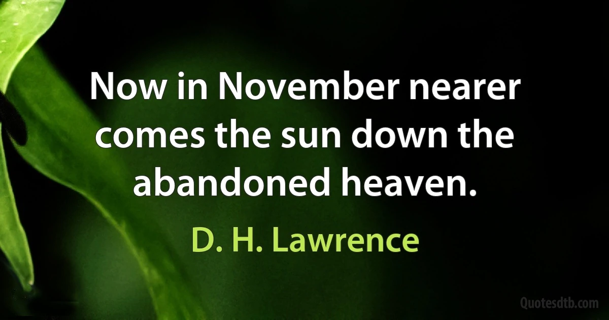 Now in November nearer comes the sun down the abandoned heaven. (D. H. Lawrence)