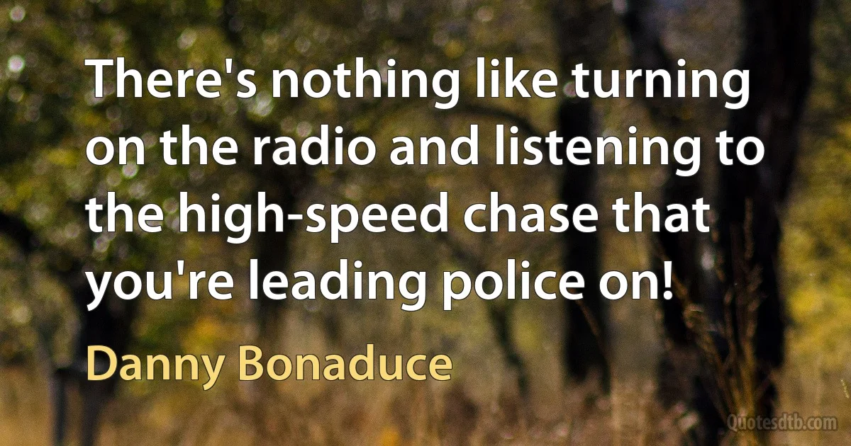 There's nothing like turning on the radio and listening to the high-speed chase that you're leading police on! (Danny Bonaduce)