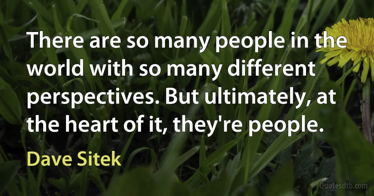 There are so many people in the world with so many different perspectives. But ultimately, at the heart of it, they're people. (Dave Sitek)