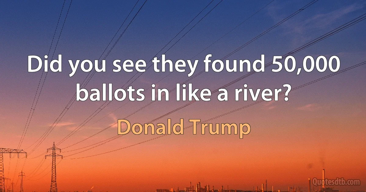 Did you see they found 50,000 ballots in like a river? (Donald Trump)