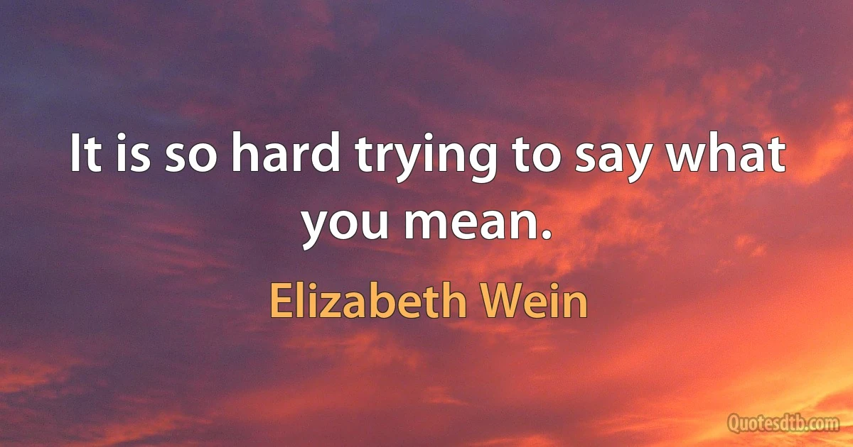 It is so hard trying to say what you mean. (Elizabeth Wein)